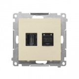 KONTAKT SIMON - Gniazdo HDMI + RJ45 kat.6. (moduł); Szampański mat Simon 55 - TGHRJ45.01/144