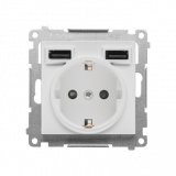 KONTAKT SIMON - Gniazdo schuko ze zintegrowaną ładowarką 2xUSB A (moduł); Jasnoszary mat Simon 55 - TGSZ1ZUSB2AA.01/114