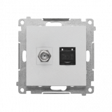 KONTAKT SIMON - Gniazdo antenowe typu „F” + RJ45 kat.6 (moduł); Aluminium mat Simon 55 - TASFRJ45.01/143