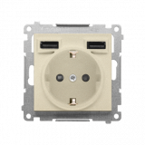 KONTAKT SIMON - Gniazdo schuko ze zintegrowaną ładowarką 2xUSB A (moduł); Szampański mat Simon 55 - TGSZ1ZUSB2AA.01/144
