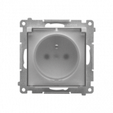 KONTAKT SIMON - Gniazdo wtyczkowe do wersji IP44 bez uszczelki (moduł) 16 A, 250 V~, szybkozłącza. Klapka transparentna; Aluminium mat Simon 55 - TGZ1BCUZ.01/143A