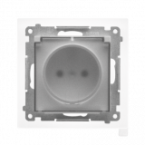 KONTAKT SIMON - Gniazdo wtyczkowe do wersji IP44 z uszczelką (moduł) 16 A, 250 V~, szybkozłącza. Klapka transparentna; Aluminium mat Simon 55 - TGZ1BCZ.01/143A