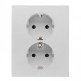 KONTAKT SIMON - Gniazdo Schuko z przesłonami podwójne 16 A, 250 V~, zaciski śrubowe; Aluminium mat Simon 55 - TGSZ2PZFAR/143
