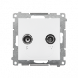 KONTAKT SIMON - Gniazdo antenowe R-TV przelotowe 10 dB (moduł). 1x Wejście: 5÷862 MHz; Biały mat Simon 55 - TAP10.01/111