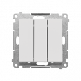 KONTAKT SIMON - Łącznik potrójny z podświetleniem LED (moduł) 10 AX, 250 V~, szybkozłącza; Jasnoszary mat Simon 55 - TW31L.01/114