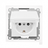 KONTAKT SIMON - Gniazdo Schuko do wersji IP44 z przesłonami z uszczelką ramki (moduł) 16 A, 250 V~, szybkozłącza. Klapka w kolorze pokrywy; Biały mat Simon 55 - TGSZ1BCZ.01/111