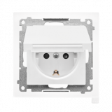 KONTAKT SIMON - Gniazdo Schuko do wersji IP44 z przesłonami z uszczelką ramki (moduł) 16 A, 250 V~, szybkozłącza. Klapka w kolorze pokrywy; Jasnoszary mat Simon 55 - TGSZ1BCZ.01/114