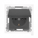 KONTAKT SIMON - Gniazdo Schuko do wersji IP44 z przesłonami z uszczelką ramki (moduł) 16 A, 250 V~, szybkozłącza. Klapka w kolorze pokrywy; Grafitowy mat Simon 55 - TGSZ1BCZ.01/116