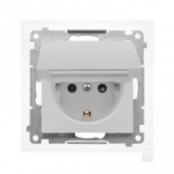 KONTAKT SIMON - Gniazdo Schuko do wersji IP44 z przesłonami z uszczelką ramki (moduł) 16 A, 250 V~, szybkozłącza. Klapka w kolorze pokrywy; Aluminium mat Simon 55 - TGSZ1BCZ.01/143