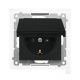 KONTAKT SIMON - Gniazdo Schuko do wersji IP44 z przesłonami z uszczelką ramki (moduł) 16 A, 250 V~, szybkozłącza. Klapka w kolorze pokrywy; Czarny mat Simon 55 - TGSZ1BCZ.01/149