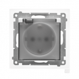 KONTAKT SIMON - Gniazdo Schuko do wersji IP44 z przesłonami z uszczelką ramki (moduł) 16 A, 250 V~, szybkozłącza. Klapka transparentna; Biały mat Simon 55 - TGSZ1BCZ.01/111A