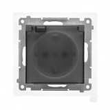 KONTAKT SIMON - Gniazdo Schuko do wersji IP44 z przesłonami z uszczelką ramki (moduł) 16 A, 250 V~, szybkozłącza. Klapka transparentna; Grafitowy mat Simon 55 - TGSZ1BCZ.01/116A