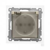 KONTAKT SIMON - Gniazdo Schuko do wersji IP44 z przesłonami z uszczelką ramki (moduł) 16 A, 250 V~, szybkozłącza. Klapka transparentna; Szampański mat Simon 55 - TGSZ1BCZ.01/144A