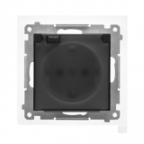 KONTAKT SIMON - Gniazdo Schuko do wersji IP44 z przesłonami z uszczelką ramki (moduł) 16 A, 250 V~, szybkozłącza. Klapka transparentna; Czarny mat Simon 55 - TGSZ1BCZ.01/149A