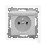 KONTAKT SIMON - Gniazdo wtyczkowe do wersji IP44 z uszczelką (moduł) 16 A, 250 V~, szybkozłącza. Klapka w kolorze pokrywy; Aluminium mat Simon 55 - TGZ1BCZ.01/143