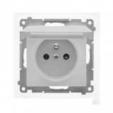 KONTAKT SIMON - Gniazdo wtyczkowe do wersji IP44 bez uszczelki (moduł) 16 A, 250 V~, szybkozłącza. Klapka w kolorze pokrywy; Aluminium mat Simon 55 - TGZ1BCUZ.01/143