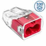 SIMET - SZYBKOZŁĄCZKA SCP2 WTYKOWA DO DRUTÓW 0.75 - 4 mm2 I WIELODRUTÓW 1.5 - 2.5mm2 2 TORY 32A 450V TRANSPARENTNY CZERWONY SERIA IDEALNA OPAKOWANIE 100 SZT - 88000001