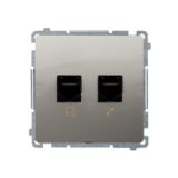 KONTAKT SIMON - Gniazdo komputerowe RJ45 kat.5e + telefoniczne RJ11 (moduł). Montaż gniazda na wkręty do puszki; satynowy - BMF5T.02/29