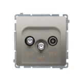 KONTAKT SIMON - Gniazdo antenowe satelitarne podwójne końcowe SAT-SAT-RTV, (moduł). 2xwejście: SAT: 5–2400 MHz, RTV: 5–862 MHz; satynowy - BMZAR+SAT3.1-P2.01/29