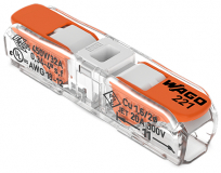 WAGO - SZYBKOZŁĄCZKA PRZELOTOWA INSTALACYJNA 221 INLINE PRZEZROCZYSTA KOLOR POKRYWY BIAŁY 4MM2  /OPA  60 SZT./ - 221-2401