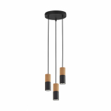 TK-LIGHTING SP. Z O.O. - ELIT BLACK/WOOD LAMPA WISZĄCA 3 PŁ - 6310