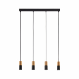 TK-LIGHTING SP. Z O.O. - ELIT BLACK/WOOD LAMPA WISZĄCA 4 PŁ - 6311