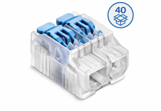 SIMET - Szybkozłączka z dźwignią SCL2 do linek i drutów (0,2…4 mm2), 2 tory, opak. 40 szt. - IDEALNA SZYBKOZŁĄCZKA - 88000303S