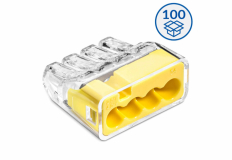 SIMET - Szybkozłączka wtykowa SCP4 do drutów i wielodrutów (0,75 … 4 mm2), 4 tory, opak. 100 szt. - IDEALNA SZYBKOZŁĄCZKA - 88000004S