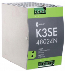 BREVE - ZASILACZ IMPULSOWY K3SE 3x400/ 24VDC 20A 480W na szynę DIN, Uzas: 340-550V AC - 17000-1014
