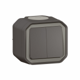 LEGRAND - ŁĄCZNIK PODWÓJNY/PRZYCISK PODWÓJNY KOMPLET NATYNK. 10AX-250 V~ ANTRACYT PLEXO - 069775L