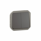 LEGRAND - ŁĄCZNIK PODWÓJNY/PRZYCISK PODWÓJNY MECHANIZM 10AX - 250 V~ ANTRACYT PLEXO - 069805L