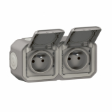 LEGRAND - GNIAZDO 2X2P+Z POZIOME KOMPLET NATYNKOWY 16 A - 250 V~ SZARE PLEXO - 069768L