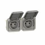 LEGRAND - GNIAZDO 2X2P+Z POZIOME MECHANIZM 16 A - 250 V~ SZARE PLEXO - 069562L