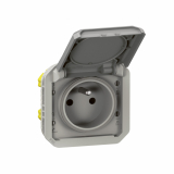 LEGRAND - GNIAZDO 2P+Z ZACISKI AUTOMATYCZNE MECHANIZM 16 A - 250 V~ SZARE PLEXO - 069551L