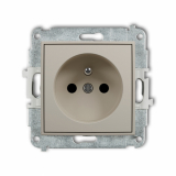 KARLIK - Mechanizm gniazda pojedynczego z uziemieniem 2P+Z (przesłony torów prądowych) podtynkowy IP 20, 16A 250V~ MINI taupe - 60MGP-1zp