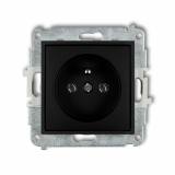 KARLIK - Mechanizm gniazda pojedynczego z uziemieniem 2P+Z (bez przesłon torów prądowych) podtynkowy IP 20, 16A 250V~ ICON czarny mat - 12IGP-1z