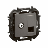 LEGRAND - NOWE NILOE- GNIAZDO TV TYP 'F' + GNIAZDO RJ 45 KAT. 6 UTP STALOWE - NP493MG