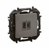 LEGRAND - NOWE NILOE - GNIAZDO 2 X USB TYP A+C - 3 A STALOWE - NP3403MG