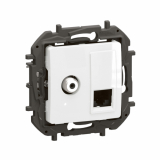 LEGRAND - NOWE NILOE- GNIAZDO TV TYP 'F' + GNIAZDO RJ 45 KAT. 6 UTP BIAŁE - NP493WH