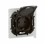 LEGRAND - NOWE NILOE - GNIAZDO SCHUKO 2P+Z IP44 Z PRZESŁONĄ, ZACISKI AUTOMATYCZNE CZARNE - NP3128BK