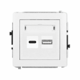 KARLIK - Mechanizm ładowarki USB podwójnej USB C + USB A, 20W max. podtynkowy IP 20, 100-240V ~, 50/60Hz DECO biały - DCUSB-8