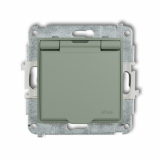 KARLIK - Mechanizm gniazda bryzgoszczelnego z uziemieniem 2P+Z (klapka szałwiowa, przesłony torów prądowych) podtynkowy IP 44, 16A 250V~ MINI szałwiowy - 61MGPB-1zp