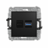 KARLIK - ŁADOWARKA PODWÓJNA USB C + USB A, 20W MAX IP 20, 100-240V ~, 50/60Hz CZARNY MAT MINI - 12MCUSBBO-8