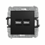 KARLIK - ŁADOWARKA PODWÓJNA 2xUSB A 15,5W MAX 5V, 3.1A IP 20, 100-240V ~, 50/60Hz CZARNY MAT MINI - 12MCUSBBO-6