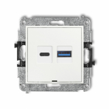KARLIK - ŁADOWARKA PODWÓJNA USB C + USB A, 20W MAX IP 20, 100-240V ~, 50/60Hz BIAŁY MINI - MCUSBBO-8