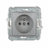 KARLIK - Mechanizm gniazda pojedynczego z uziemieniem 2P+Z (bez przesłon torów prądowych) podtynkowy IP 20, 16A 250V~ ICON srebrny metalik - 7IGP-1z