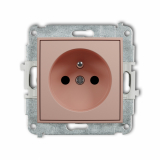 KARLIK - Mechanizm gniazda pojedynczego z uziemieniem 2P+Z (przesłony torów prądowych) podtynkowy IP 20, 16A 250V~ MINI łososiowy - 62MGP-1zp