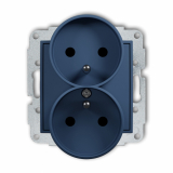 KARLIK - Mechanizm gniazda podwójnego do ramki z uziemieniem 2x(2P+Z) (przesłony torów prądowych) podtynkowy IP 20, 16A 250V~ ICON navy blue - 64IGPR-2zp