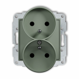 KARLIK - Mechanizm gniazda podwójnego do ramki z uziemieniem 2x(2P+Z) (przesłony torów prądowych) podtynkowy IP 20, 16A 250V~ ICON szałwiowy - 61IGPR-2zp