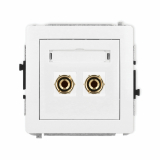 KARLIK - Mechanizm gniazda głośnikowego pojedynczego (typu banan - czerwony i czarny, pozłacany, 4 mm2, do lutowania) podtynkowy IP 20 DECO biały - DGG-3